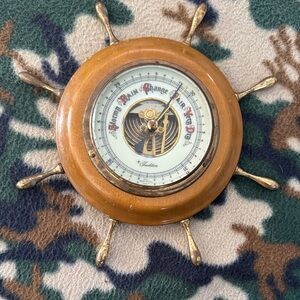 Nautical Wooden Ship Wheel Barometer